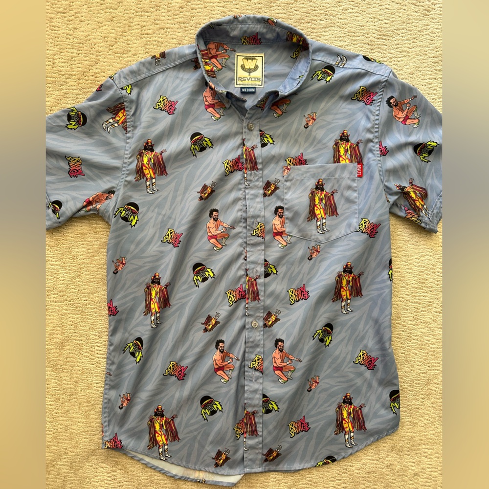 RSVLTS Multicolor Macho Man Wrestling Graphic Button Up - Size M